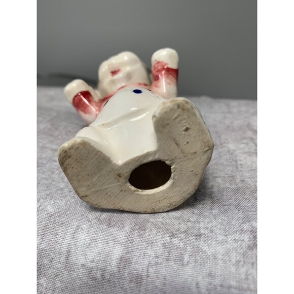 Vintage Hand-Painted Porcelain Dog Figurine Yellow Hat Polka Dot Japan - Picture 5 of 8